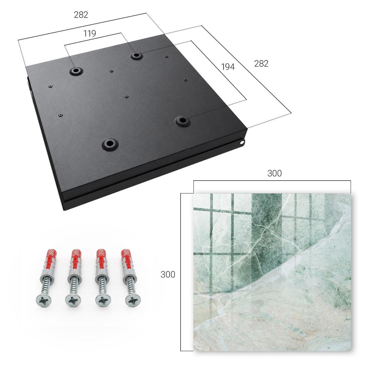 SCHLÜSSELBOX Schwarz 30x30 cm- Türöffnung nach rechts - Marmor-Eleganz - Grün, Metall (30/30/5cm) - TULUP