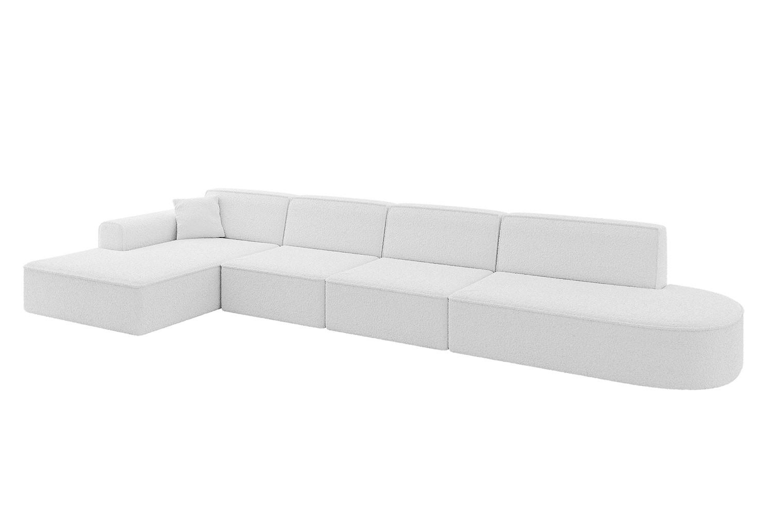 ECKSOFA Ottomane Links IREA-L3-v3 - 412x165x77 cm Weiß - Weiß, Holzwerkstoff/Textil (412/165cm) - ALTDECOR