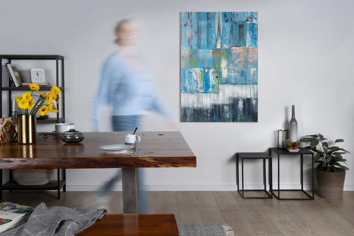 ÖLGEMÄLDE 80/120 cm - Türkis/Blau, Holz/Textil (80/120cm) - KUNSTLOFT