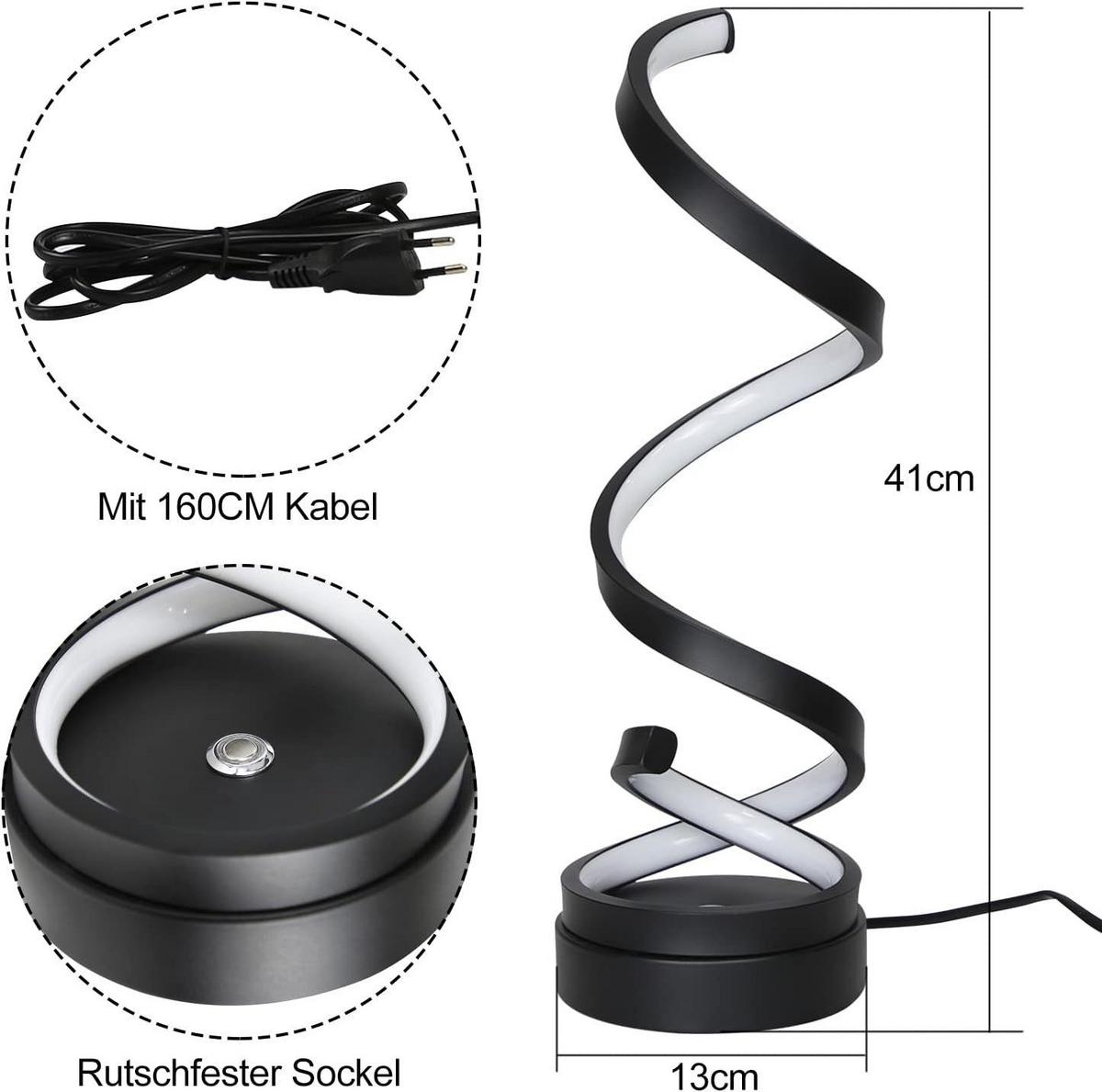 LED-TISCHLEUCHTE Spirale 13/13/41 cm - Schwarz, Metall (13/13/41cm) - Nettlife