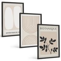 BILDER SET 3er Set - 40x60 cm Schwarzer Rahmen - Boho-Pflanzenposter - Schwarz, Kunststoff (40/60cm) - TULUP