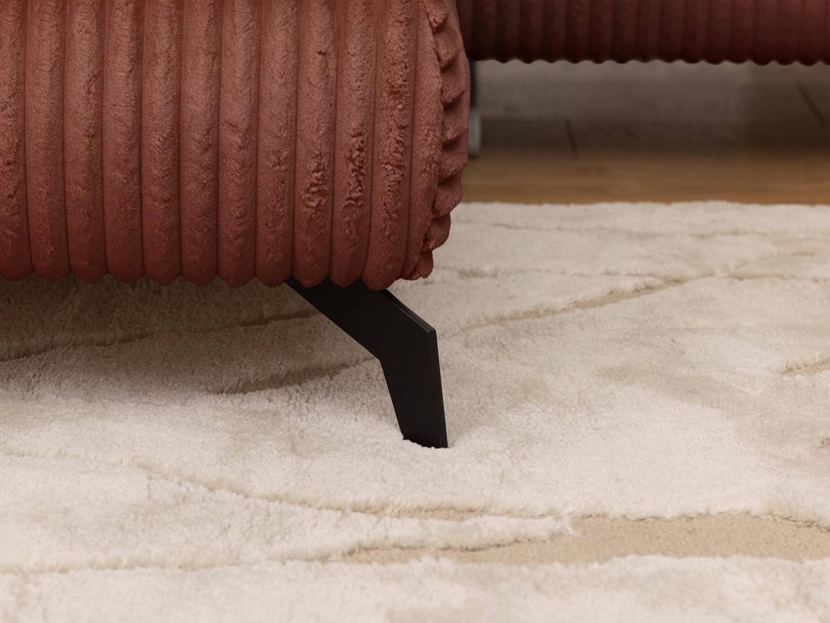 ECKSOFA mit Schlaffunktion und Bettkasten Bonnie aus Terrakotta Cord-Stoff mit verstellbaren Kopfstützen und Armlehne - Ottomane links - Terracotta/Schwarz, Holz/Textil (275/210cm) - S-Style Möbel