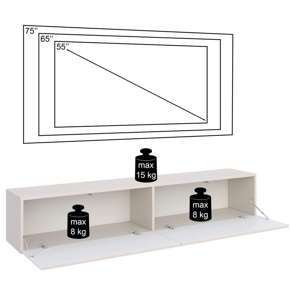 TV-HÄNGEBOARD Olio KASCHMIR 175 CM - Kaschmir, Holzwerkstoff (175/28.4/31.6cm) - Selsey