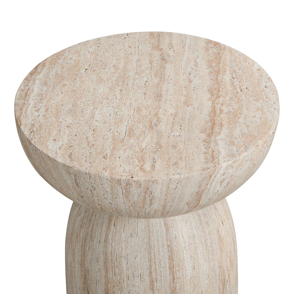 BEISTELLTISCH MgO travertin-optik outdoor leicht - Beige, Stein (45/45/52.5cm) - Urban Meuble