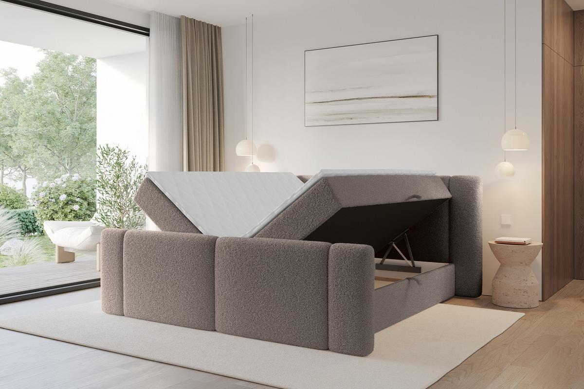 BOXBETT mit Matratze H4 - EVON Zanozek - 180x200 cm Braun - Braun, Holzwerkstoff (180/200cm) - ALTDECOR