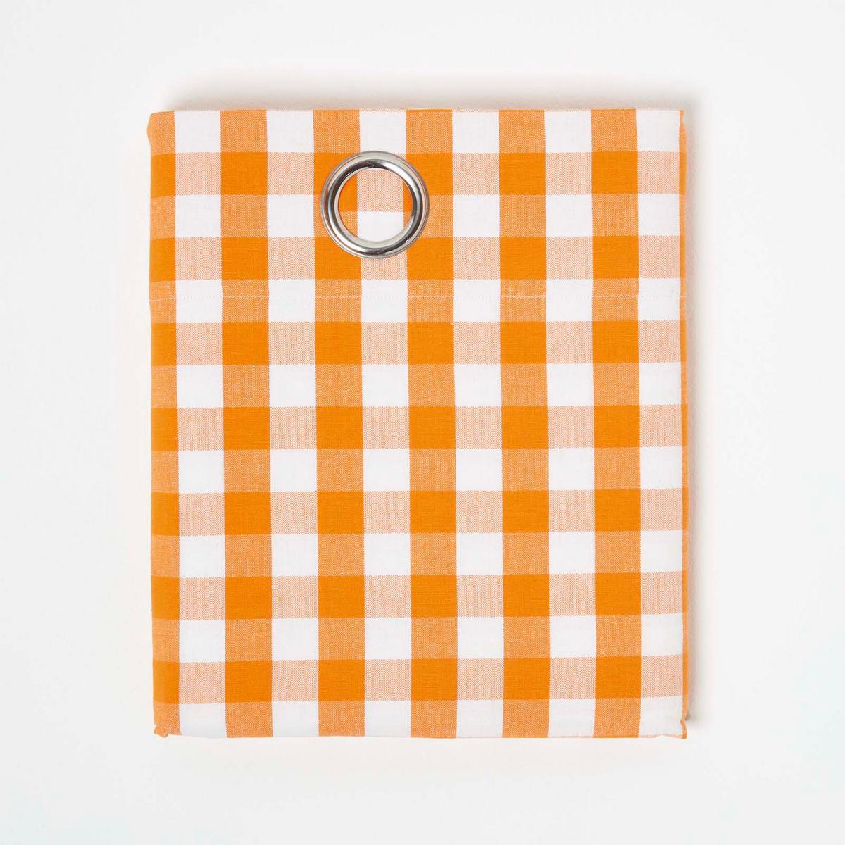 ÖSENVORHANG Karomuster blickdicht 2er-Set, 137/228 cm - Orange, Textil (137/228cm) - Homescapes