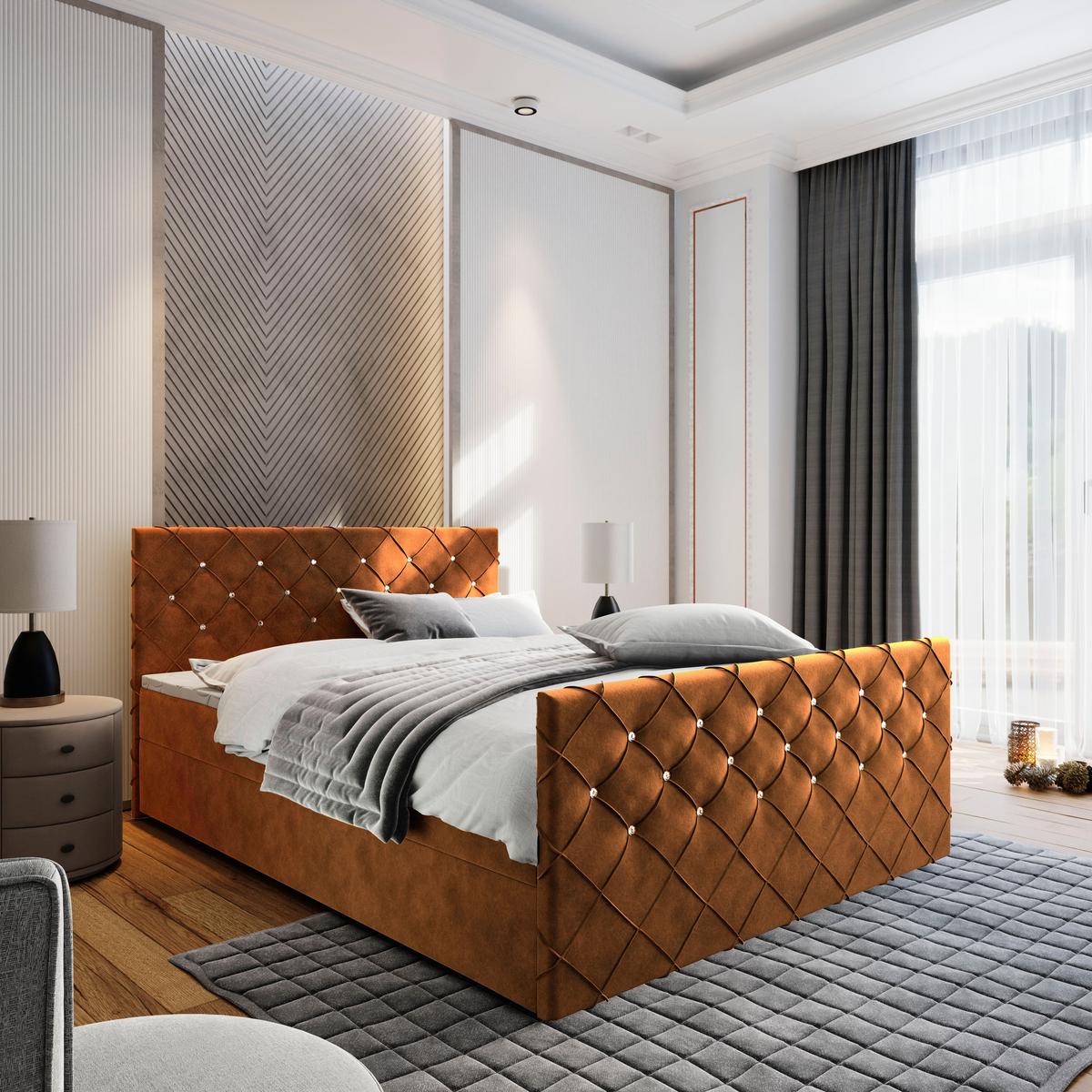 BOXBETT MANDI 160x200 cm mit Matratze und Topper - Kupferfarben - Kupferfarben, Holz (160/200cm) - MASSENO