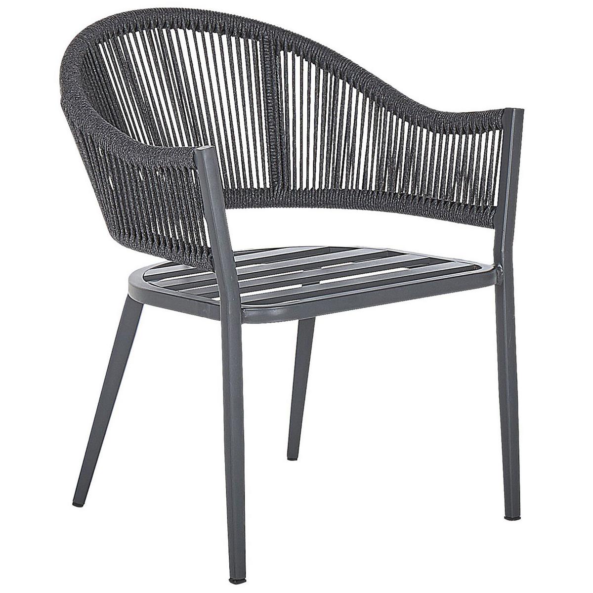GARTENMÖBEL-SET 4-Sitzer Aluminium/Flechtseil grau Mileto - Grau, Metall - Beliani