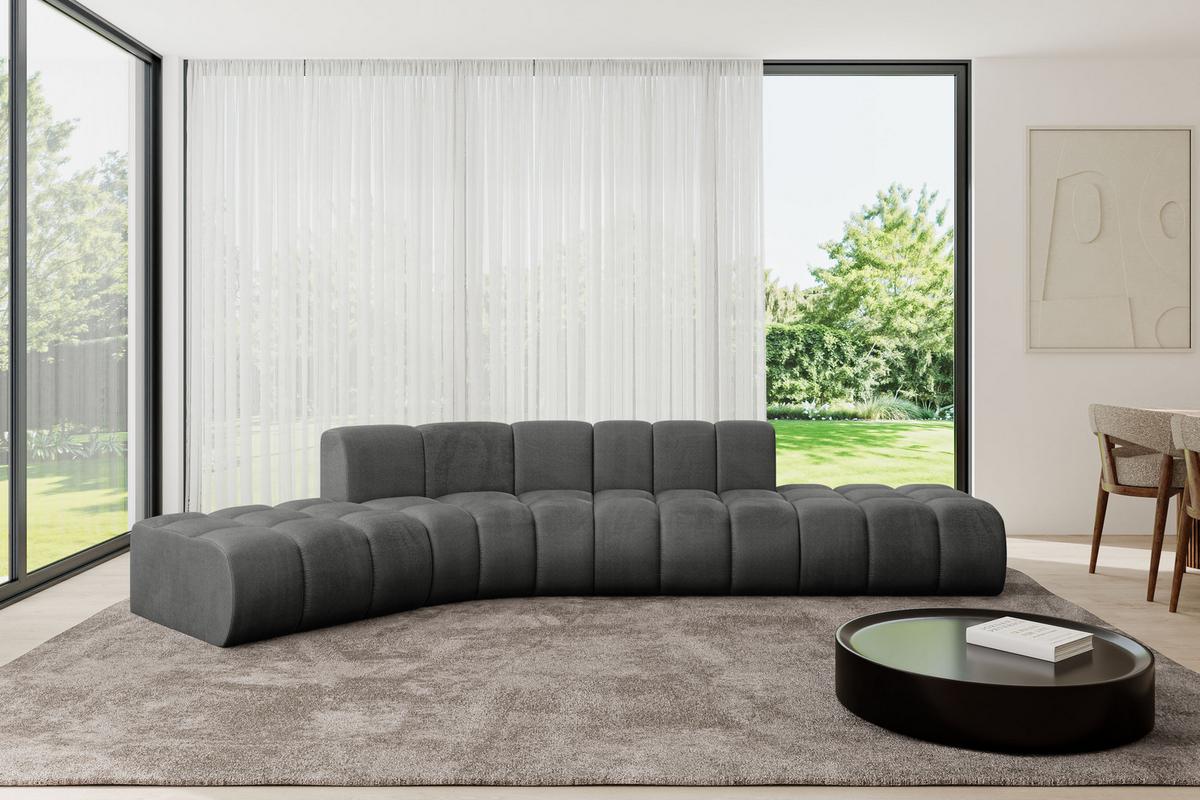 ECKSOFA modulares Sofa Solven-L1 - 380x174x70 cm Dunkelgrau - Dunkelgrau, Holzwerkstoff/Textil (380/174cm) - ALTDECOR