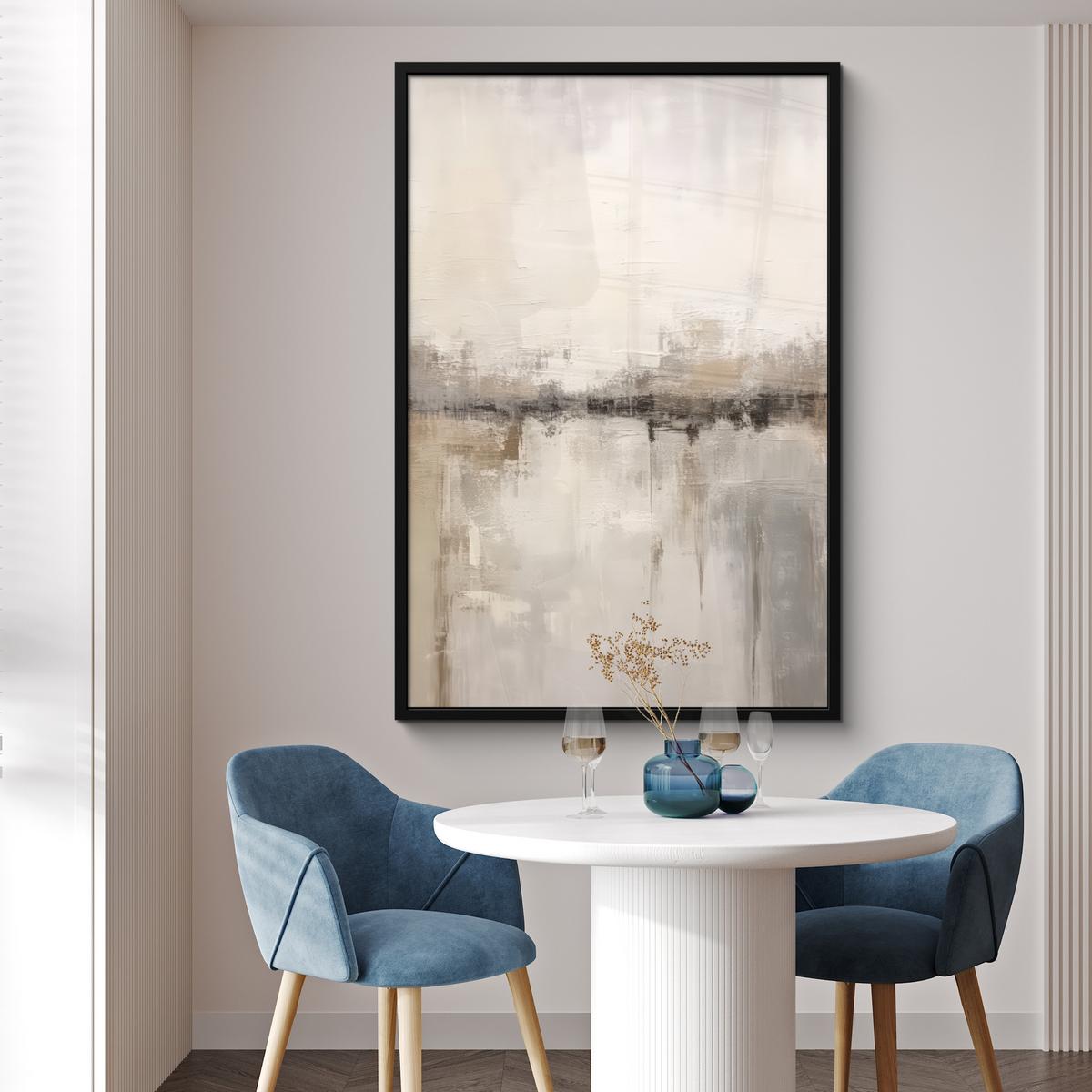 POSTER MIT RAHMEN Moderne Kunst - Abstrakt - Beige Bilderleiste 80x120 cm - Beige, Papier (80/120cm) - MuchoWow