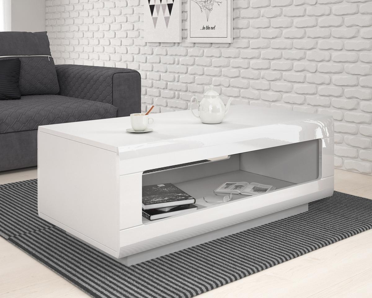 COUCHTISCH TULLIA 110/44/60 cm Weiß - Weiß, Holzwerkstoff (60/110/44cm) - MASSENO