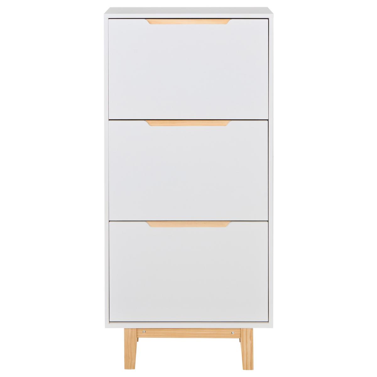 SCHUHSCHRANK Weiß Sandfly - Hellbraun/Weiß, Holzwerkstoff (60/128/24cm) - Beliani