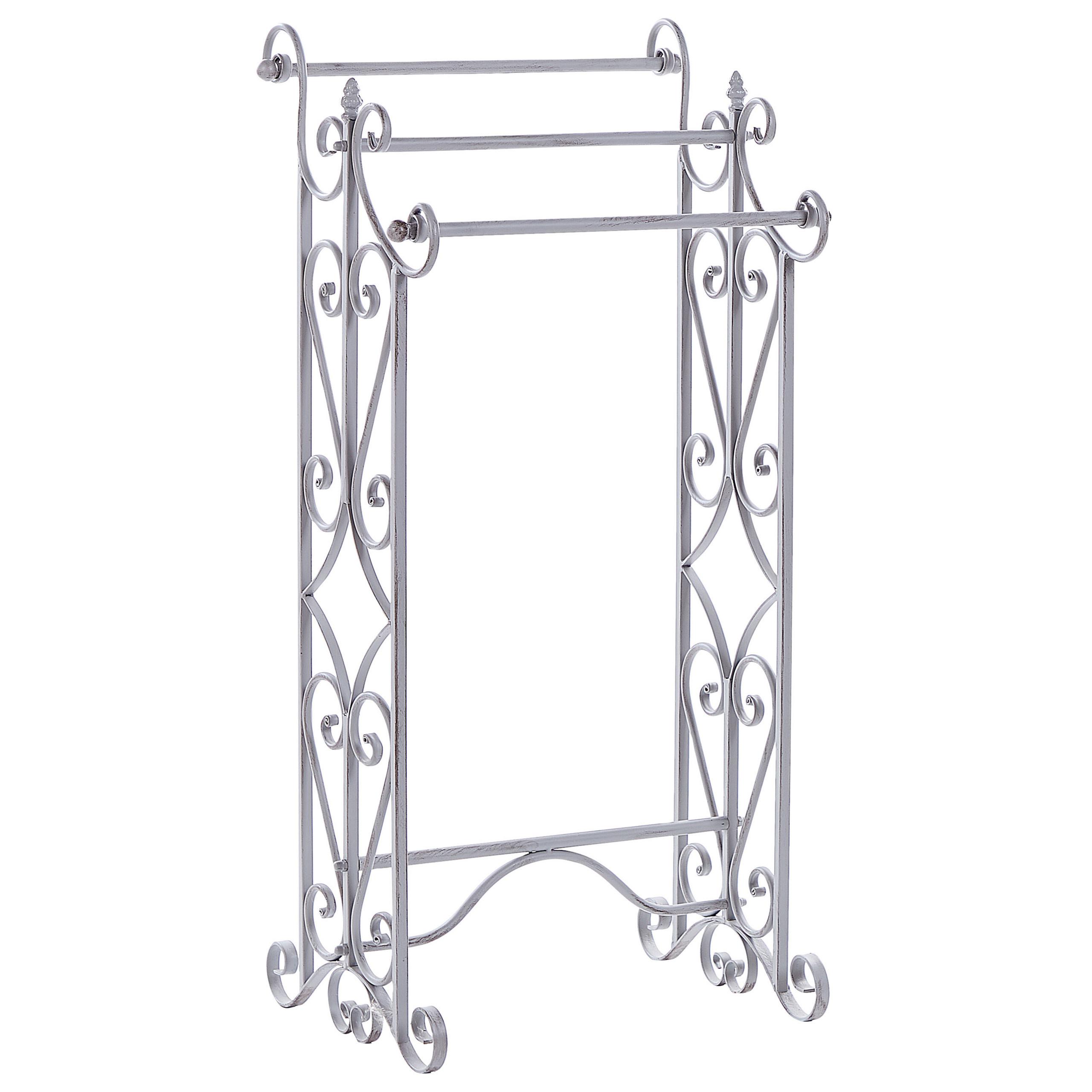 HANDTUCHSTÄNDER Antik Optik grau 45 x 90 cm Chillan - Grau, Metall (27/90/34cm) - Beliani