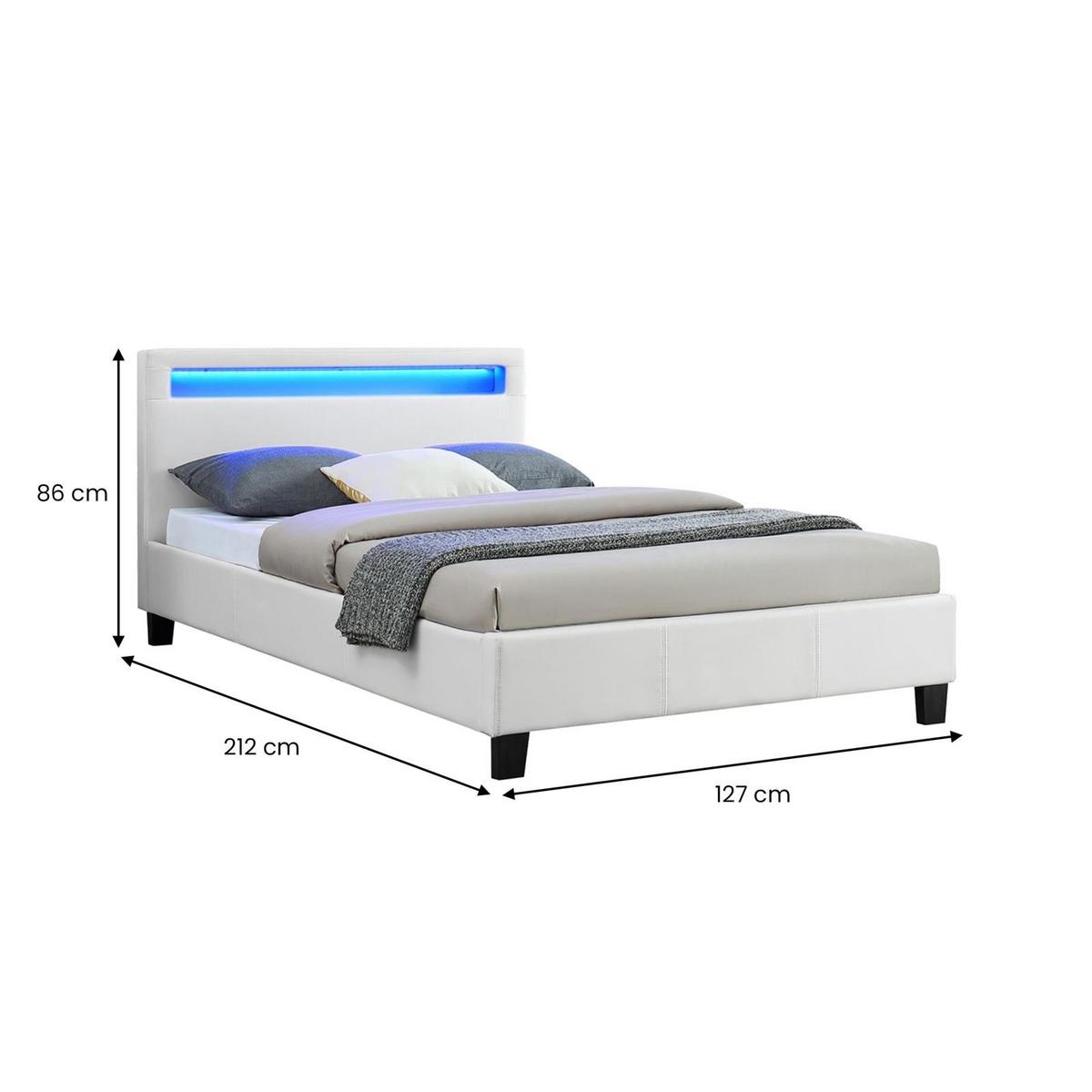 POLSTERBETT MIT LED MIRASOL 120X200 CM - Weiß, Textil (120/200cm) - CARO-Möbel