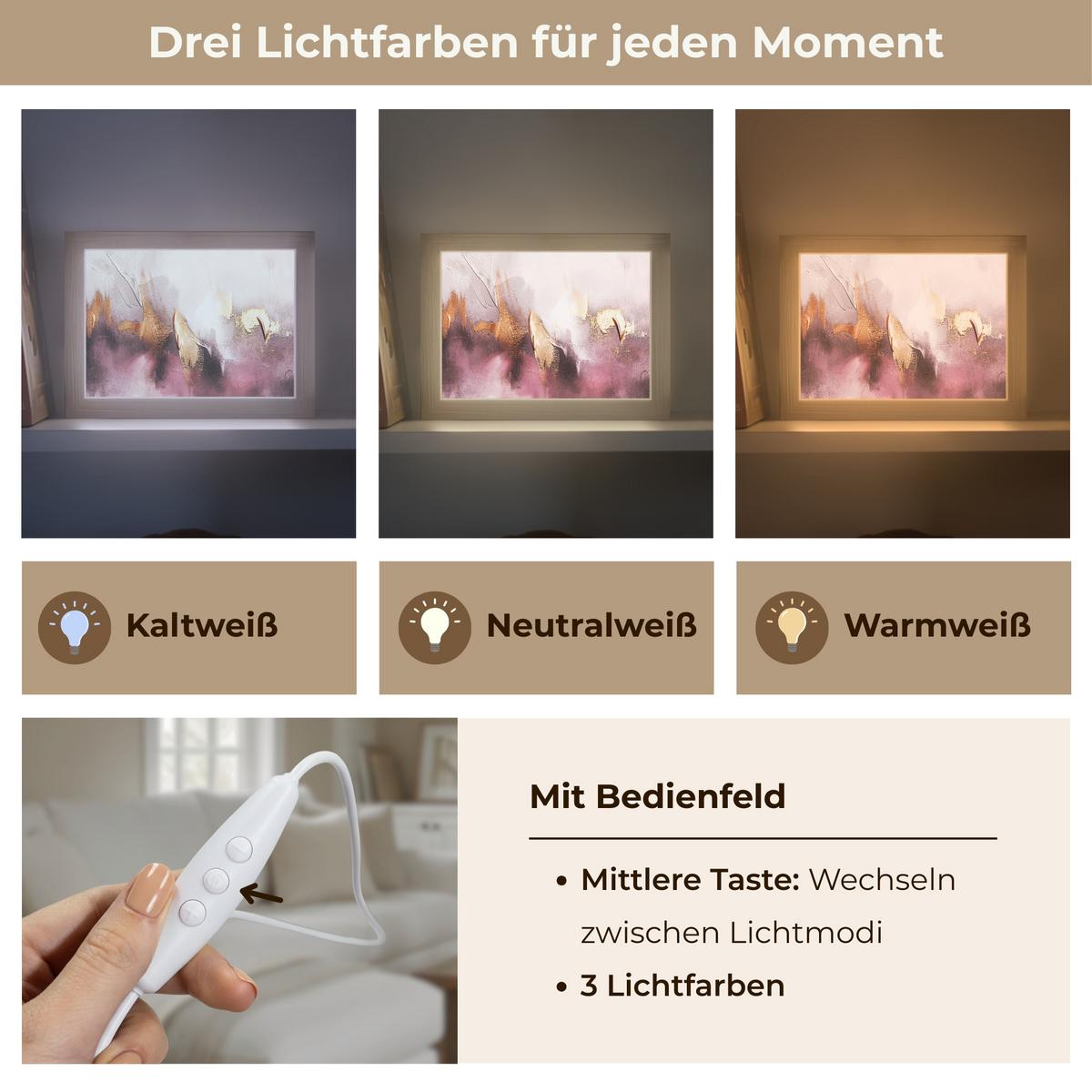 WANDLEUCHTE Lila - Abstrakt - Farbe - Gold 20x15 cm - Mauve, Holzwerkstoff (20/15/8cm) - OnlyWow