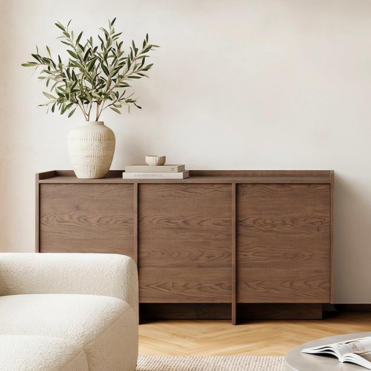 SIDEBOARD Japandi Dunkles Holz - Braun, Holzwerkstoff (152/89.6/38cm) - Petits-meubles