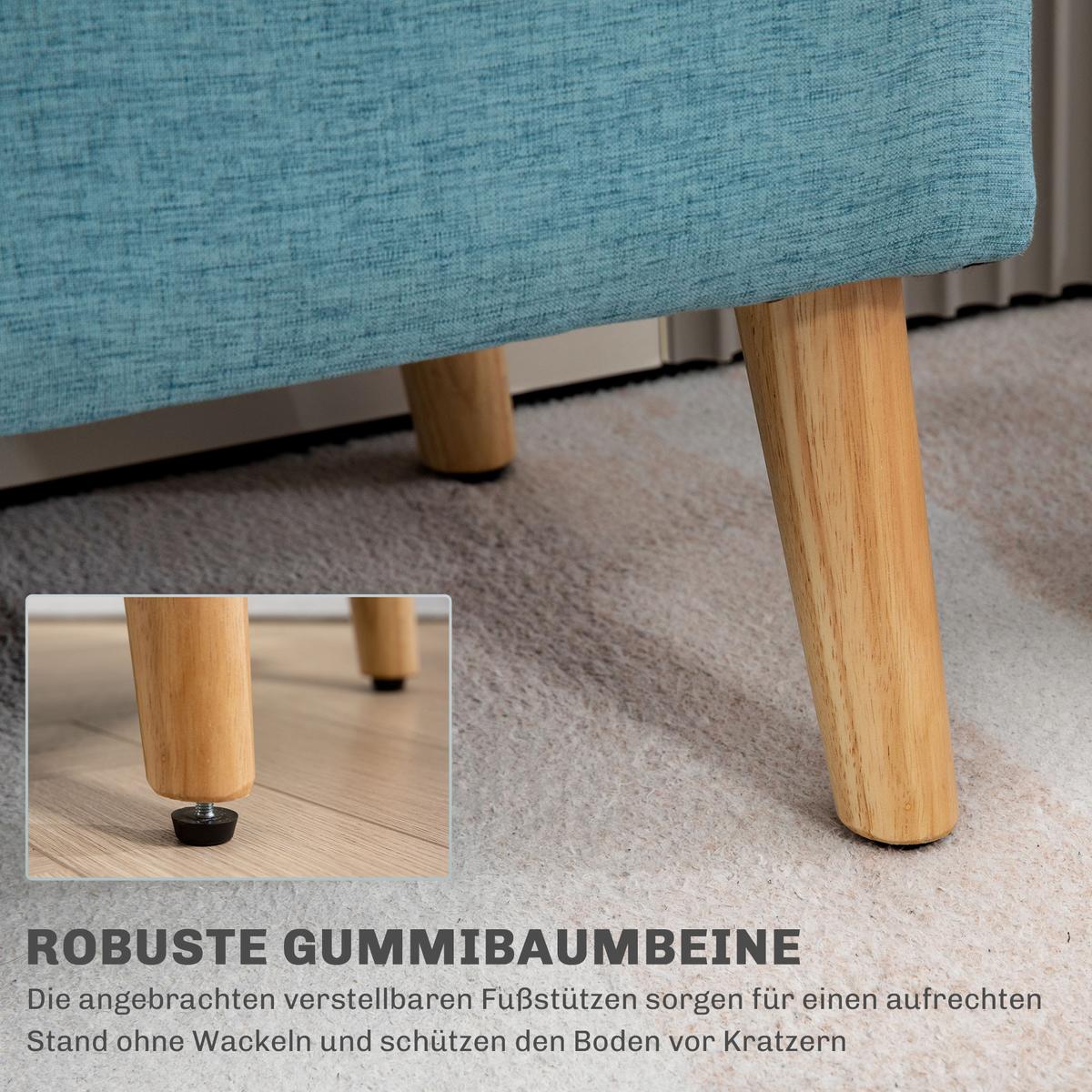 TRUHENBANK scandinavia Polyester Holz Blau - Blau, Kunststoff (39/45/110cm) - HOMCOM