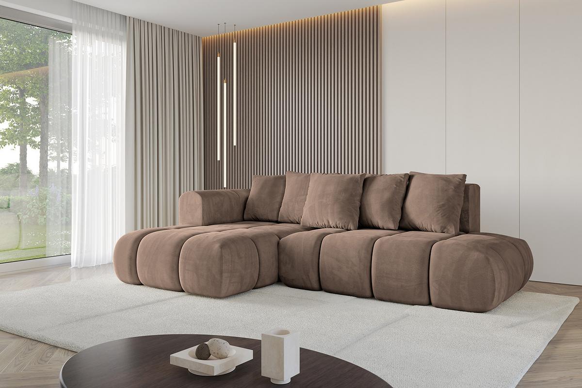 ECKSOFA Ottomane Links CLOUD-L-v1 280x185x90 Braun Velours - Braun, Holzwerkstoff/Kunststoff (180/289cm) - ALTDECOR