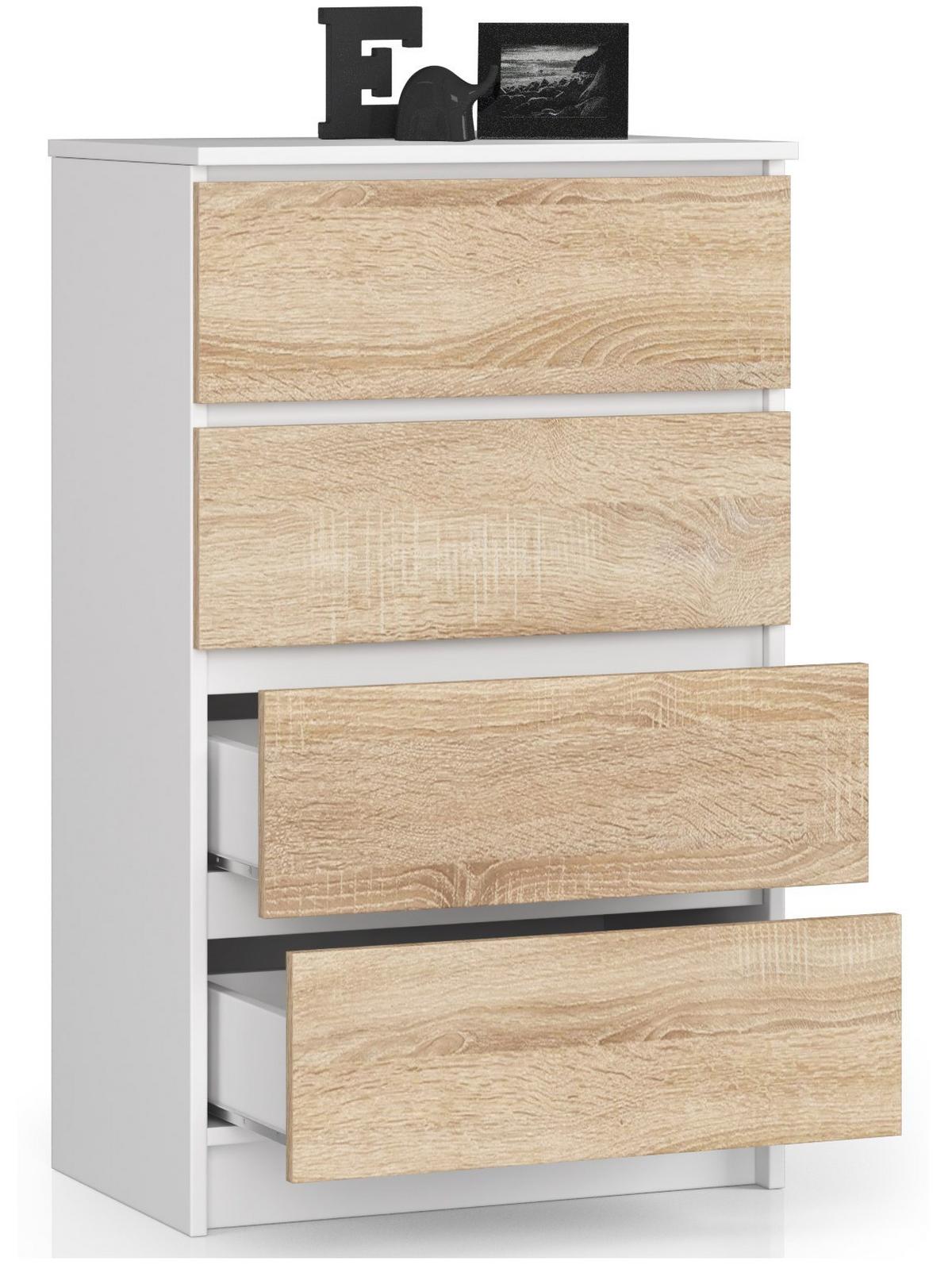 KOMMODE Weiß, Eiche Sonoma 99/60/40 - Weiß, Holzwerkstoff (60/99/40cm) - RAUMHIRSCH FURNITURE