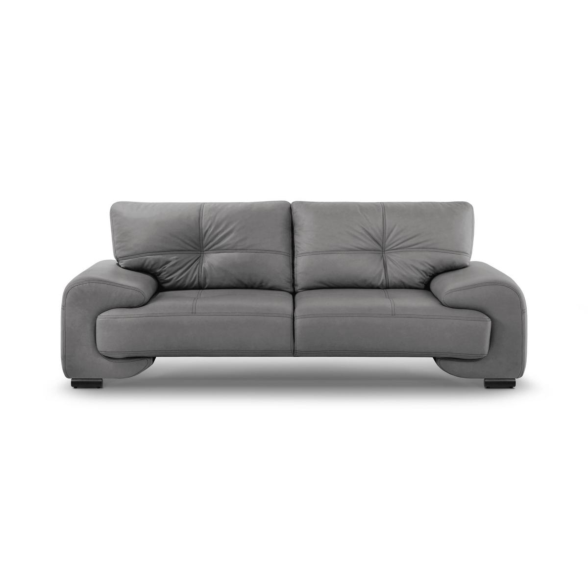 3-SITZER SOFA Omega aus Kunstleder, Grau - Schwarz/Grau, Leder (225/88/98cm) - Beautysofa