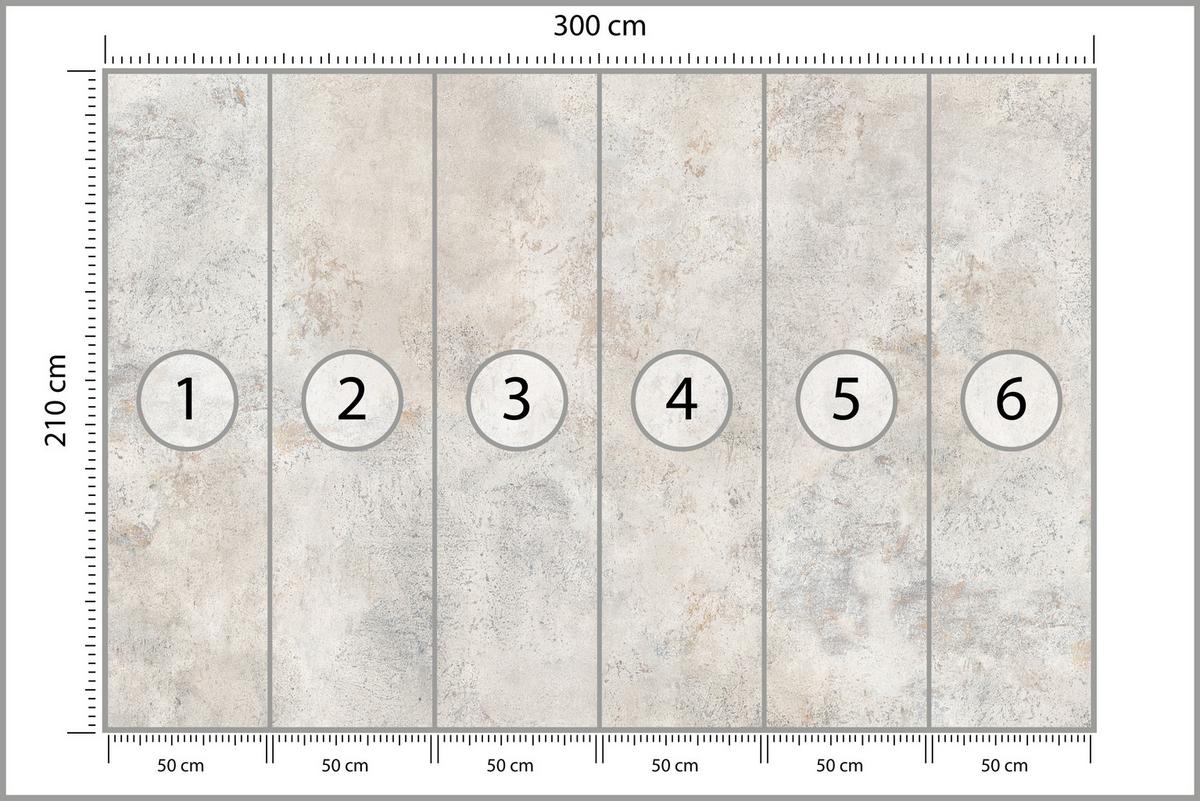 FOTOTAPETE für Wohnzimmer Grau Betonmuster Minimalismus 300x210 - Beige/Grau, Papier (300/210cm) - Muralo