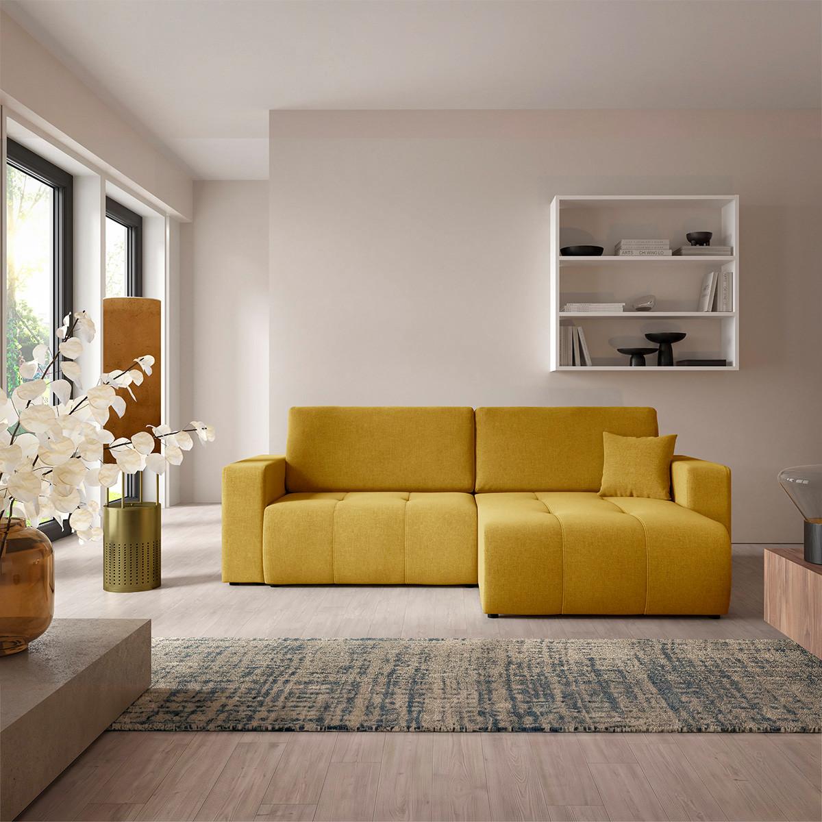 ECKSOFA Giulia 3 Sitzplätze Senfgelb - Gelb, Holz (244/149cm) - Petits-meubles