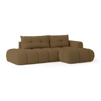 ECKSOFA FLUMA R-S Orange Boucle-Stoff mit Schlaffunktion - Orange, Holz (279/158cm) - MASSENO