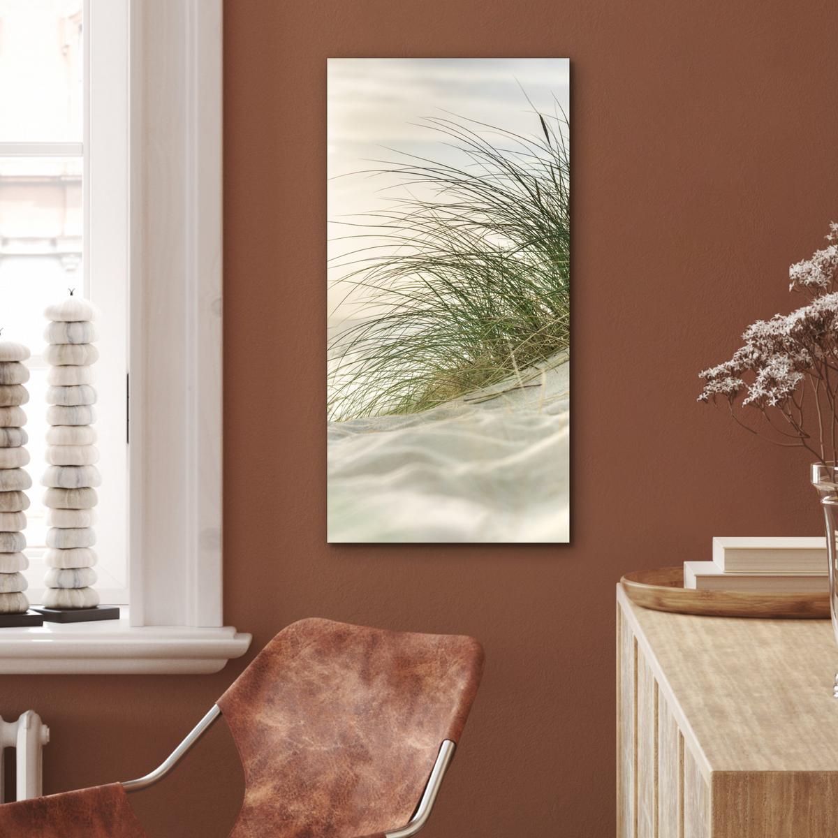 METALLBILD Dünen mit Strandhafer in der Sonne des Nationalparks Schleswig-Holsteinisches Wattenmeer 40x80 cm - Creme, Metall (40/80cm) - MuchoWow