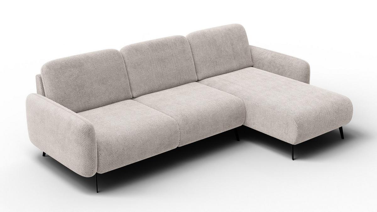 ECKSOFA FEBE 4-Sitzer rechts, beige - Beige/Schwarz, Holz/Textil (264/157cm) - Wozimo