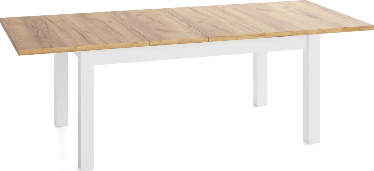 ESSTISCH Lindberg Weiß ausziehbar verlängerbar rechteckig, Eiche Braun 200-300/100/77 cm - Eiche Wotan/Weiß, Holz/Holzwerkstoff (100/300/76.5cm) - WFL GROUP