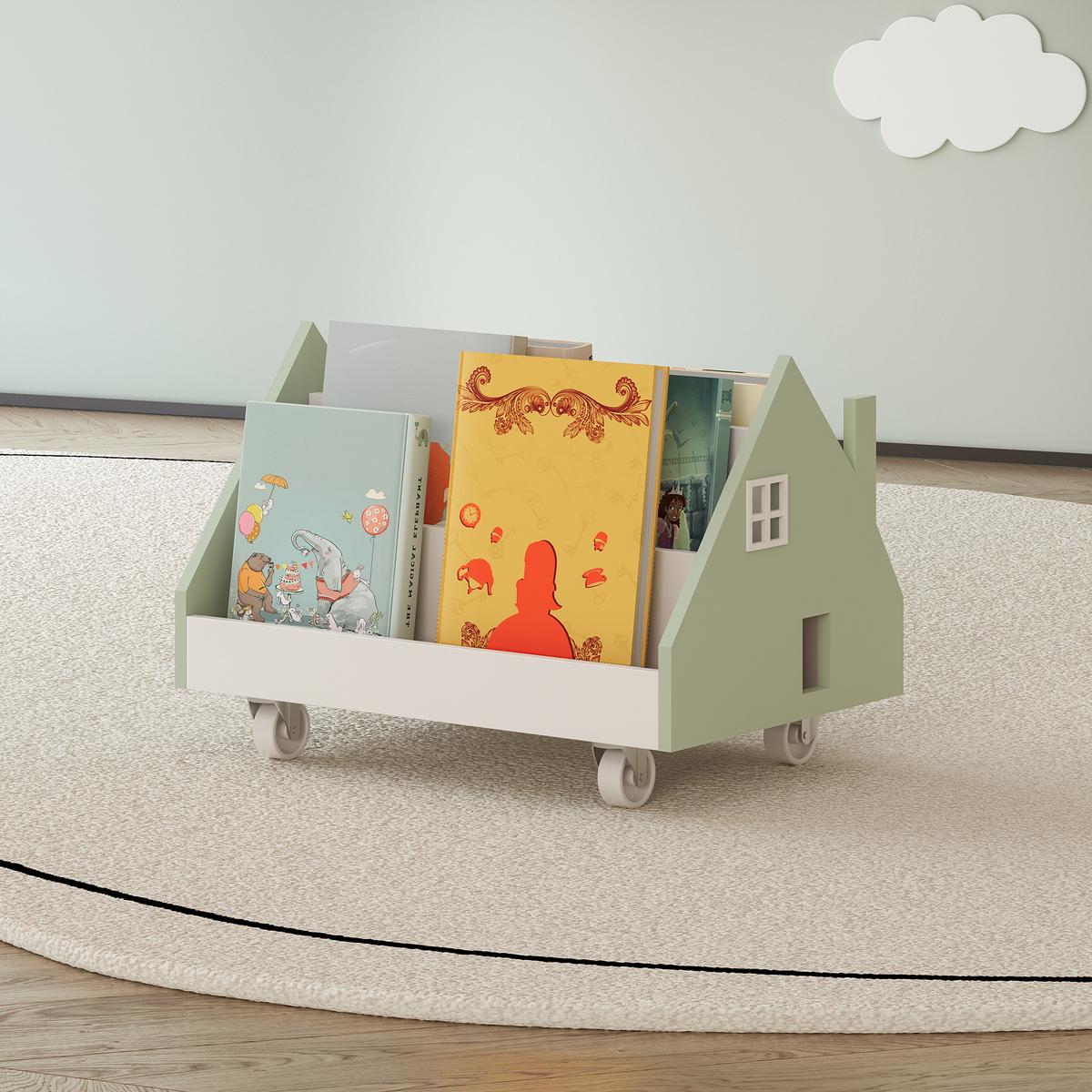 KINDERREGAL Vipsali - Weiß/Mintgrün, Holzwerkstoff (50/34/33cm) - [en.casa]