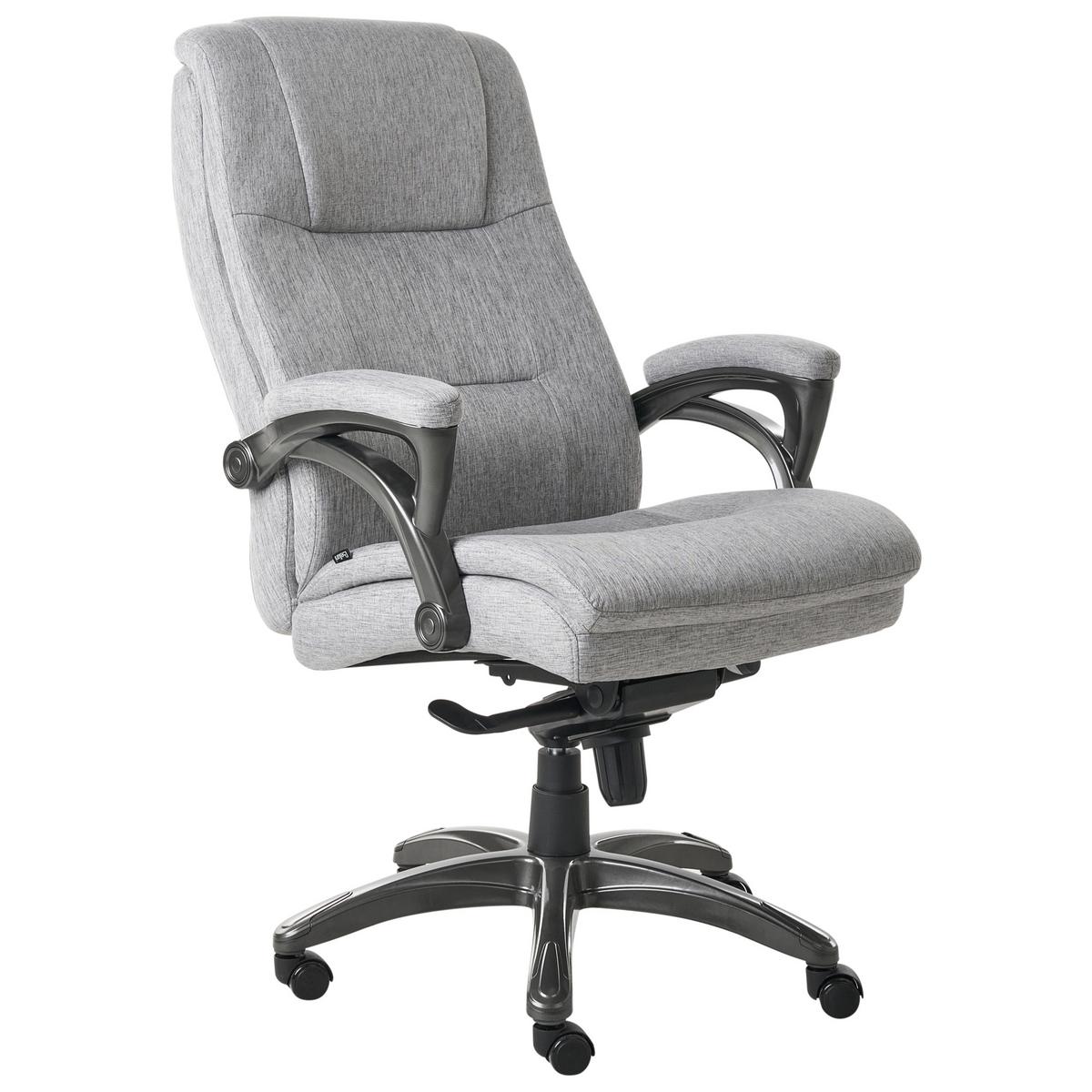 CHEFSESSEL Leinen Grau Magnus - Dunkelgrau/Schwarz, Textil (70/116/70cm) - Beliani