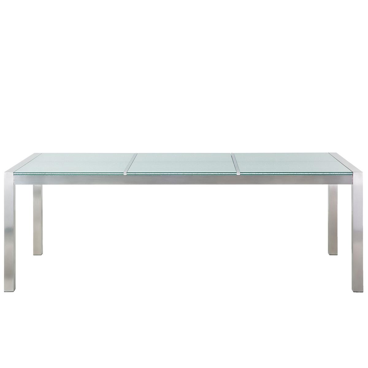 GARTENTISCH Edelstahl/Crashglas 220/100 cm Grosseto - Transparent/Silberfarben, Glas (220/100/74cm) - Beliani