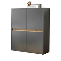 HIGHBOARD grau matt, Eiche Wotan 100 x 120 cm, Kommode 4-türig, 8 Fächer - Eiche Wotan/Grau, Holzwerkstoff/Kunststoff (100/120/40cm) - Furn.Design