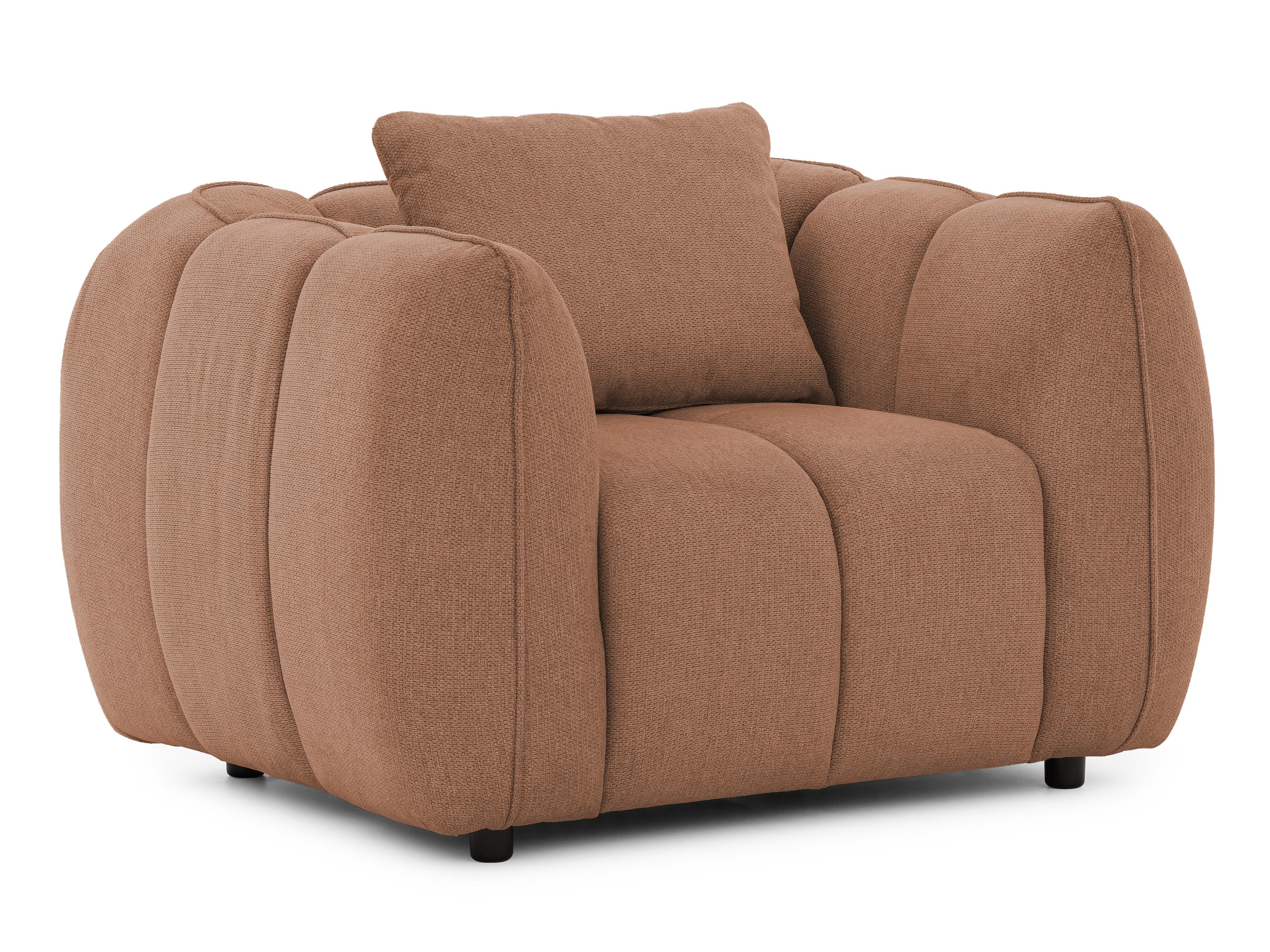 SESSEL Nubira in tief gesteppter Bubble-Optik aus weichem Terrakotta Strukturstoff im modernen Design - Terracotta/Schwarz, Holz/Kunststoff (115/69/89cm) - S-Style Möbel