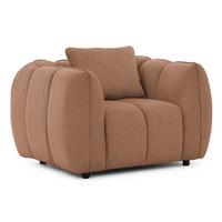 SESSEL Nubira in tief gesteppter Bubble-Optik aus weichem Terrakotta Strukturstoff im modernen Design - Terracotta/Schwarz, Holz/Kunststoff (115/69/89cm) - S-Style Möbel