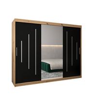 SCHWEBETÜRENSCHRANK 200/250/62 3-türig - Silberfarben/Schwarz, Holz/Kunststoff (250/200/62cm) - Abiks Möbel
