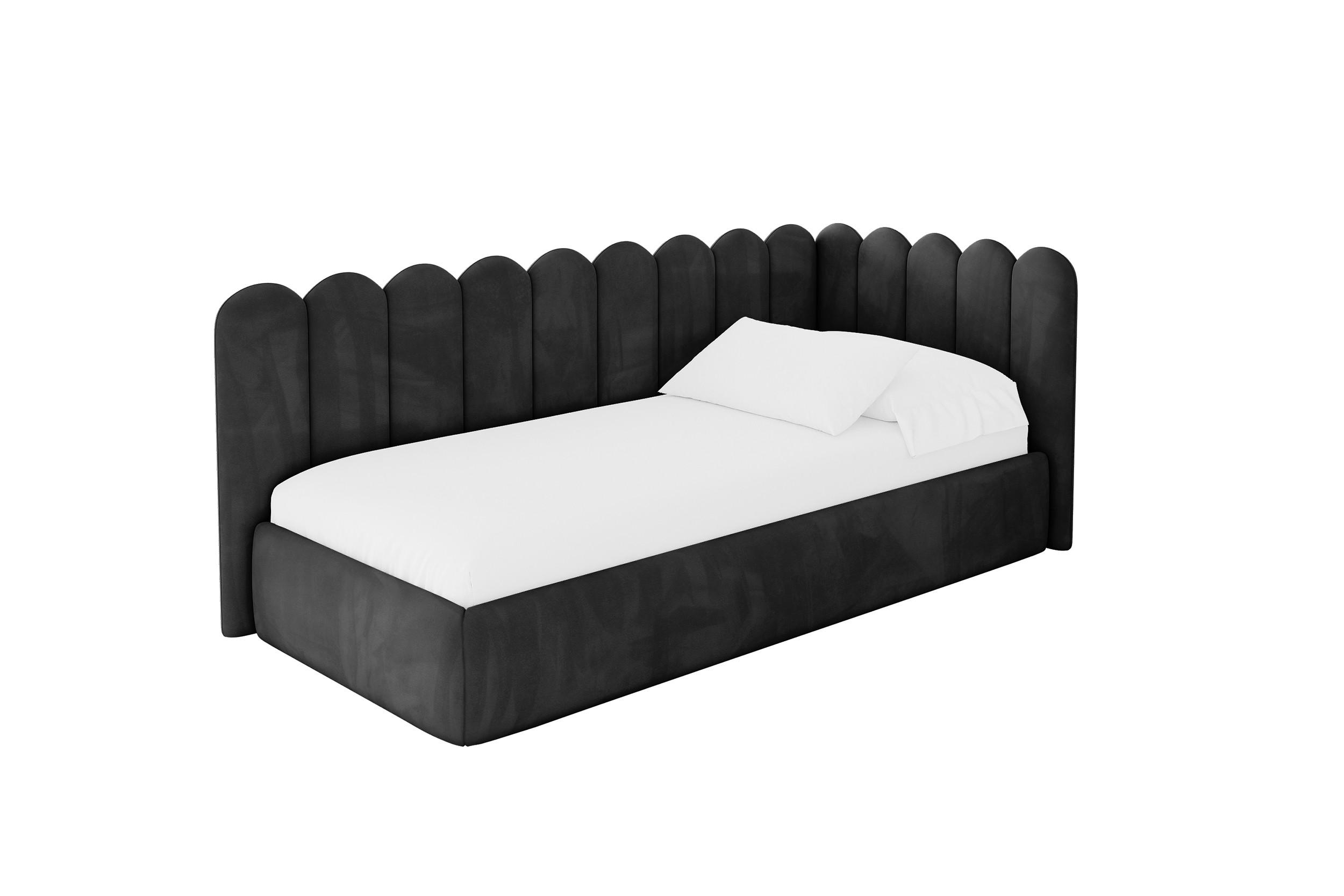 EINZELLBETT Jugendbett mit Bettkasten und Matratze H3/H4, Links - ARTY 100x200 Schwarz - Schwarz, Holzwerkstoff/Textil (100/200cm) - ALTDECOR