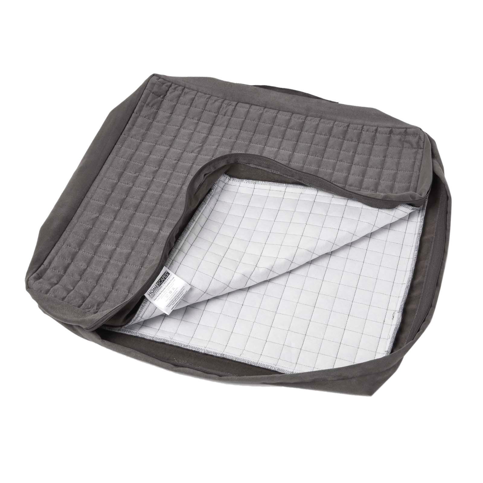 SITZKISSEN-BEZUG grau 50/50/10 – Kissenhülle wattiert, Velours - Grau, Textil (50/50/10cm) - Homescapes