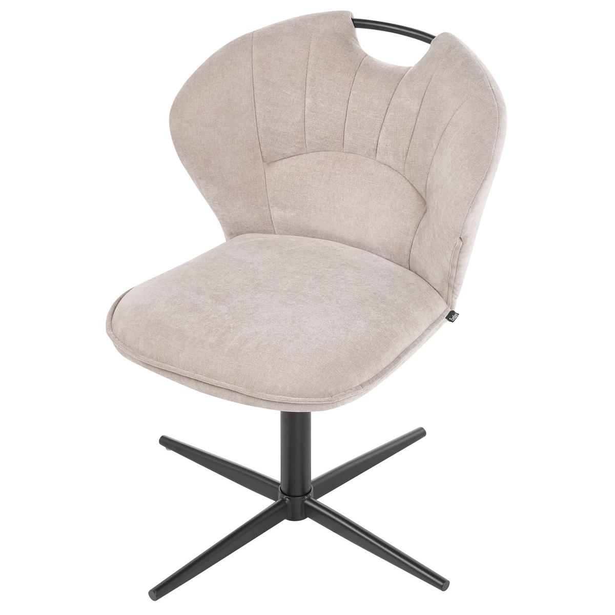STUHL 2er-Set drehbar Chenillegewebe Beige Worcester - Beige/Schwarz, Textil/Metall (48/80/65cm) - Beliani
