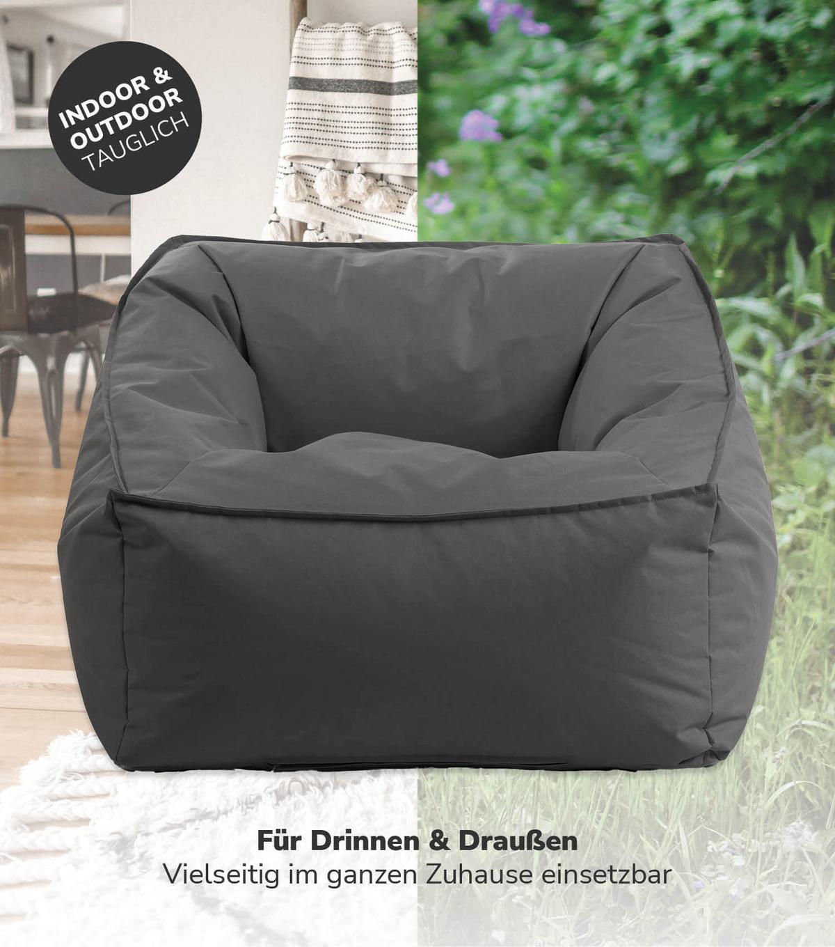 OUTDOOR SITZSACK Der Sunnyboy mit Hocker - Schwarz, Textil (80/60/83cm) - Mokebo