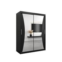 SCHWEBETÜRENSCHRANK 200/150/62 2-türig - Silberfarben/Schwarz, Holz/Kunststoff (150/200/62cm) - MÖBEL KRYSPOL