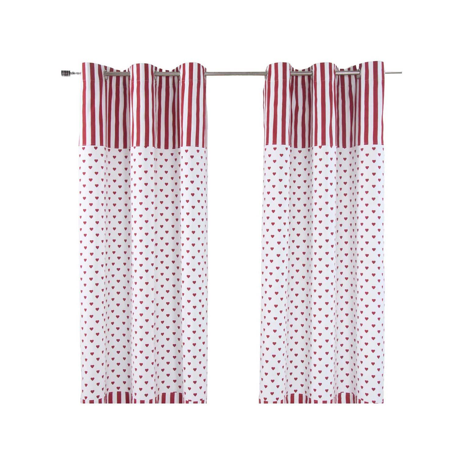 ÖSENVORHANG Herzen blickdicht 2er-Set, 117/137 cm - Rot, Textil (117/137cm) - Homescapes