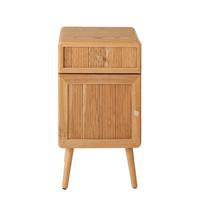 NACHTTISCH 1 Tür und 1 Schublade mit Lamellenfronten 42/35/71 cm - Apfelbaumfarben, Holzwerkstoff (35/71/42cm) - Calicosy