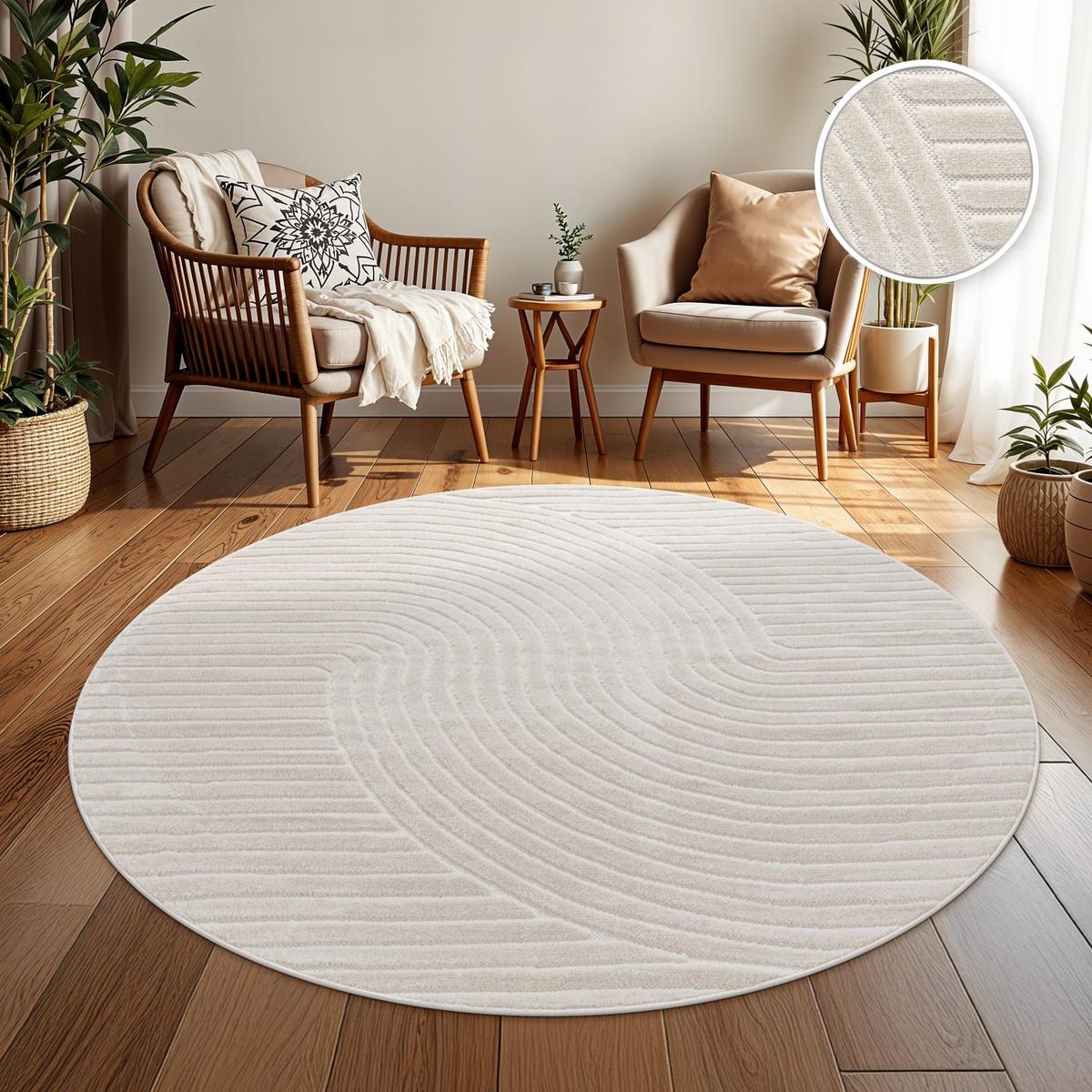 OUTDOORTEPPICH Ethno Creme Ø 160 cm - Creme, Kunststoff (160/160cm) - TT Home