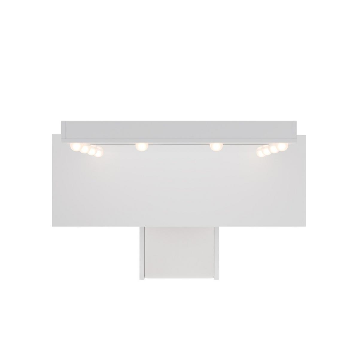 SCHMINKTISCH Talea mit LED (3 Lichtstufen) inkl Hocker Melly - Weiß, Holz (110/141/40cm) - Juskys