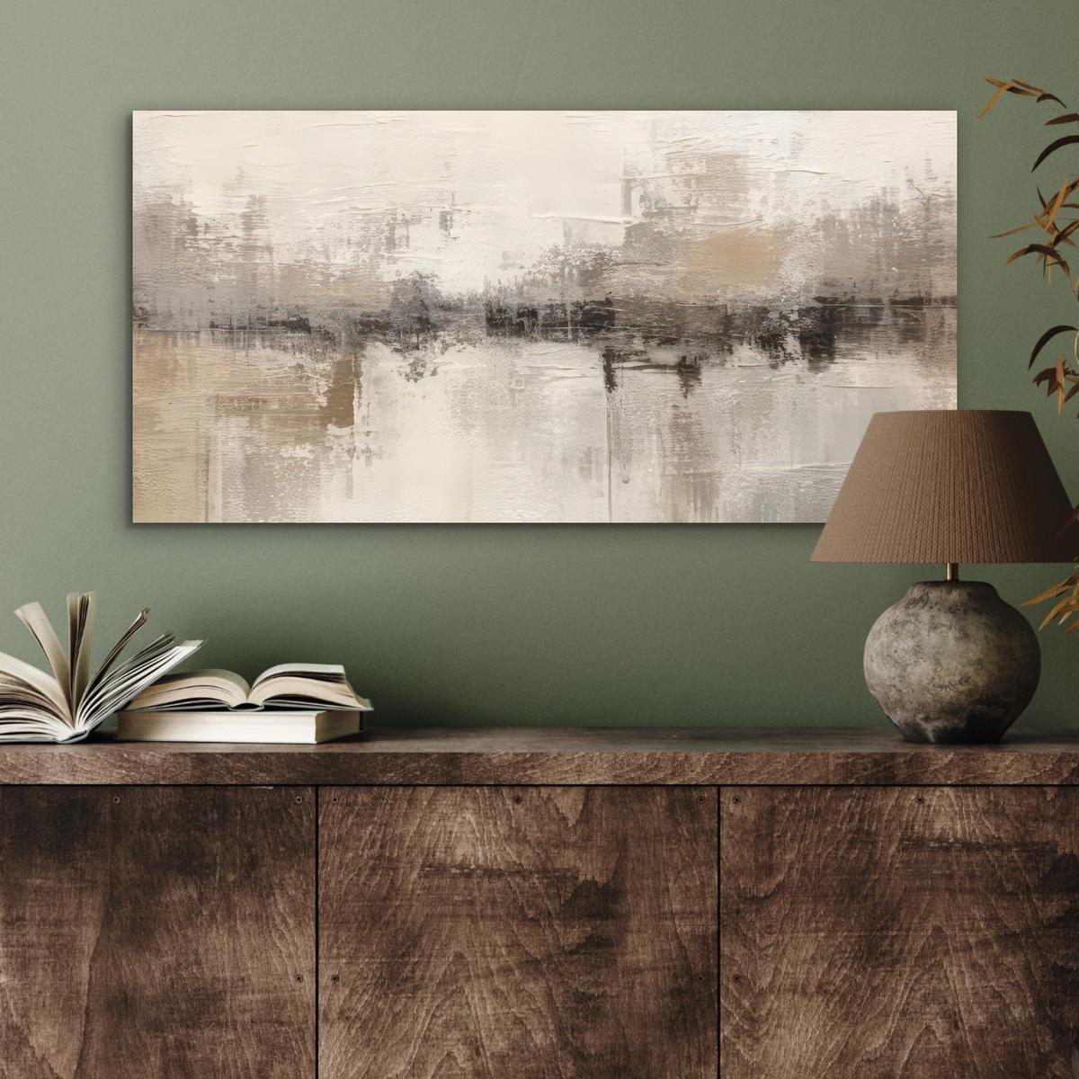 METALLBILD Moderne Kunst - Abstrakt - Beige 80x40 cm - Beige, Metall (80/40cm) - MuchoWow