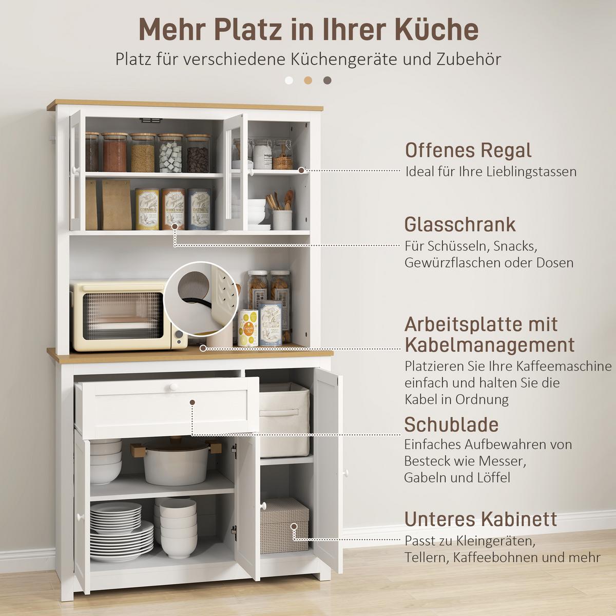 KÜCHENSCHRANK aus MDF 100/40/180 cm Weiß - Weiß, Holzwerkstoff (40/180/100cm) - HOMCOM