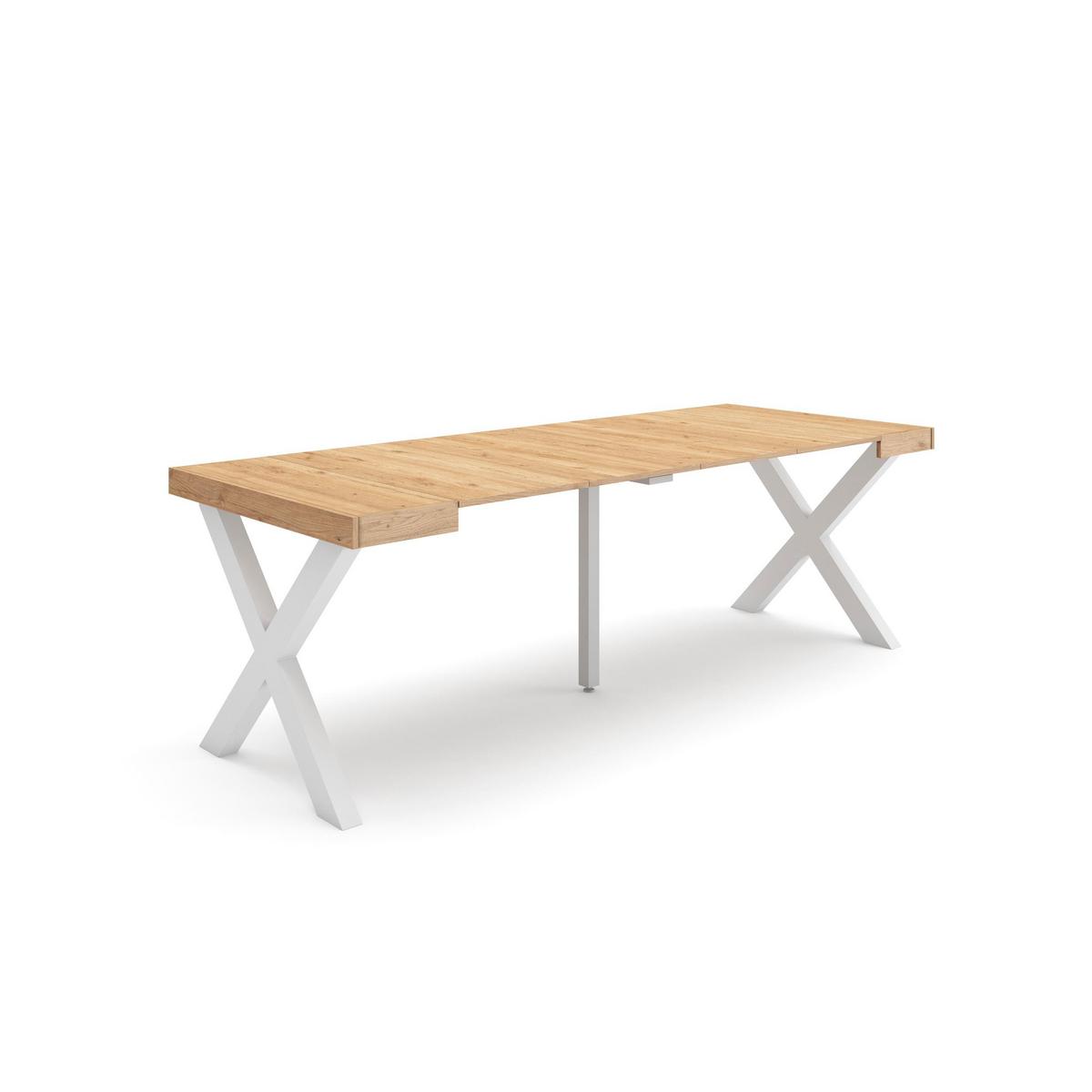 KONSOLENTISCH ausziehbar 58 bis 222cm, für 10 Gäste, eiche, 90/58/73cm - Eichefarben, Holzwerkstoff (90/222/73cm) - Skraut Home