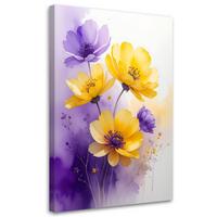 WANDBILD, Lila gelbe Blumen Natur - Lila, Textil (20/30cm) - Feeby